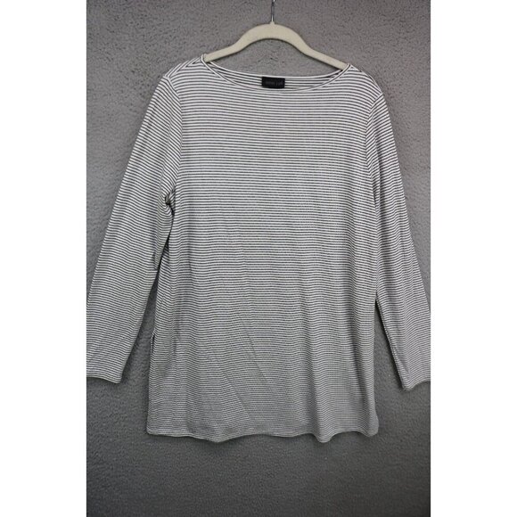 J.Jill Wearable Long Sleeve Striped Slinky Long Tunic Top-Size Medium-Side Slits - Picture 1 of 11